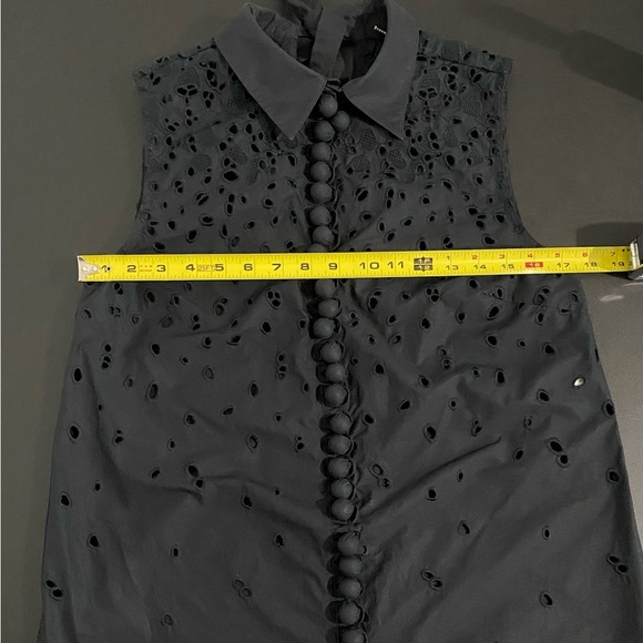 PROENZA Schouler Embroidered Button Down Blouse Cut Out Tie Back Tunic Coastal - Picture 5 of 14